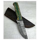 Damascus Steel Fixed Blade Knife w/ Sheath