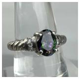 925 Silver Mystic Topaz Zirconia Accent Ring
