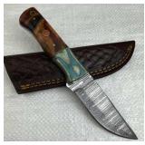 Damascus Steel Fixed Blade Knife w/ Sheath