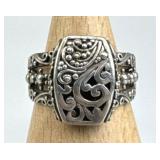 925 Silver SARDA Bali Ornate Filigree Ring