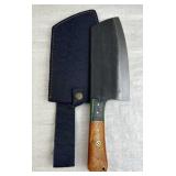 Lg Handmade Steel Fixed Blade Knife w/ Sheath