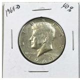 1969-D JFK 40% Silver Half Dollar, US 50c Coin