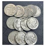 (13) 1920s Buffalo Nickels, Mixed Grade