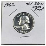 1962 Washington 90% Silver Gem Proof 25c