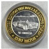 3/5th Oz Silver Strike Casino Token, Corvette