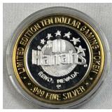 3/5th Oz Silver Strike Casino Token, Harrah