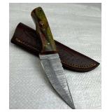 Damascus Steel Fixed Blade Knife w/ Sheath