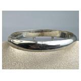 925 Silver Smooth Bangle Bracelet w/ Safety Chain