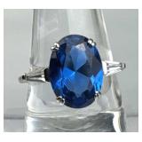 925 Silver Blue Spinel & White Sapphire Ring