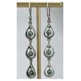 925 Silver 3-Tier Turquoise Open Teardrop Dangle E