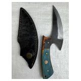Handmade Steel Fixed Sickle Knife w/ Sheath