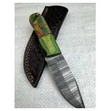 Damascus Steel Fixed Blade Knife w/ Sheath