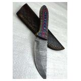 Damascus Steel Fixed Blade Knife w/ Sheath
