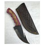 Handmade Steel Fixed Gut Hook Knife w/ Sheath