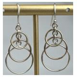 925 Silver Trio Drop Graduating Dangle Earrings