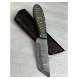 Damascus Steel Fixed Blade Knife w/ Sheath