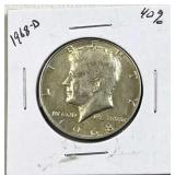 1968-D JFK 40% Silver Half Dollar, US 50c Coin