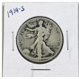 1919-S Walking Liberty Silver Half Dollar, US 90%