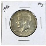 1966 JFK 40% Silver Half Dollar, US 50c Coin