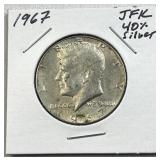 1967 JFK 40% Silver Half Dollar, US 50c Coin