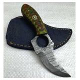 Damascus Steel Fixed Blade Knife w/ Sheath