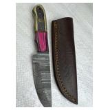Damascus Steel Fixed Blade Knife w/ Sheath