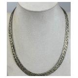 925 Silver Gold Tone Braided Herringbone Necklace