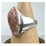 925 Silver Rhodochrosite Natural Cabochon Ring