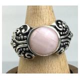 925 Silver Pink Mother of Pearl Oxidized Filigree