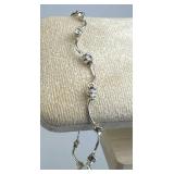925 Silver Round White Zirconia Curved Link Bracel