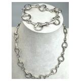 925 Silver Vtg Horse Snaffle Necklace & Bracelet