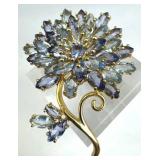 925 Ross Simons Light & Dark Blue Zirconia Flower