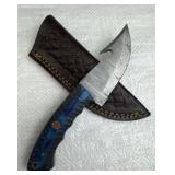Damascus Steel Fixed Blade Knife w/ Sheath