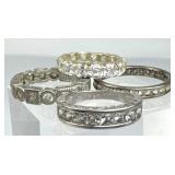 925 Silver Set of (4) Zirconia Band Rings