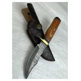 Damascus Steel Fixed Blade Knife w/ Sheath