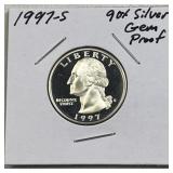 1997-S Washington 90% Silver Gem Proof 25c