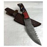 LG Damascus Steel Fixed Blade Knife w/ Sheath