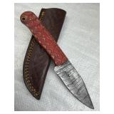Damascus Steel Fixed Blade Knife w/ Sheath