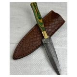 Damascus Steel Fixed Blade Knife w/ Sheath
