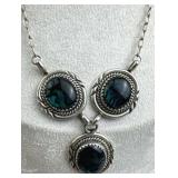 925 Silver 3 Circular Iredescent Dichroic Glass Nk