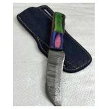 Damascus Steel Fixed Blade Knife w/ Sheath