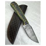 Damascus Steel Fixed Blade Knife w/ Sheath