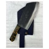 Lg Handmade Steel Fixed Blade Knife w/ Sheath