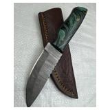 Damascus Steel Fixed Blade Knife w/ Sheath