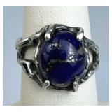 925 Silver Ornate Lapis Lazuli Ring