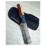 Damascus Steel Fixed Blade Knife w/ Sheath