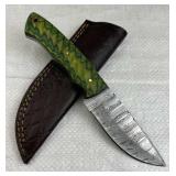 Damascus Steel Fixed Blade Knife w/ Sheath