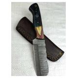 Damascus Steel Fixed Blade Knife w/ Sheath