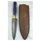 Damascus Steel Fixed Blade Knife w/ Sheath