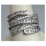 925 Silver Pink Amethyst & Zirconia Wrap Ring